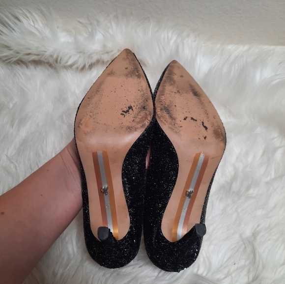 Same Edelman Black Sequined Hazel Pump High Heels 6 - Picture 6 of 9